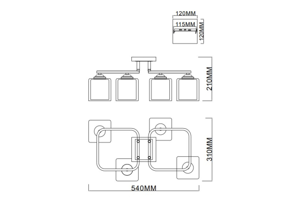 Люстра Schaffner Gafas 4600-4, цвет белый/хром, 4xE27/40Вт