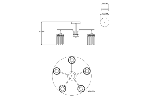 Люстра Schaffner Ladra 4250-5, цвет хром, 5хE27/60Вт