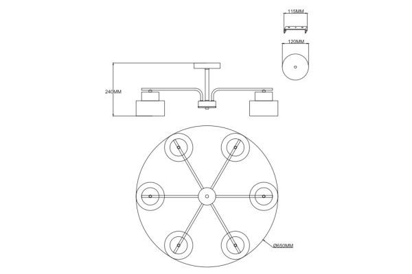 Люстра Schaffner Lumbre 4895-6, цвет черный, 6xGX53/15Вт