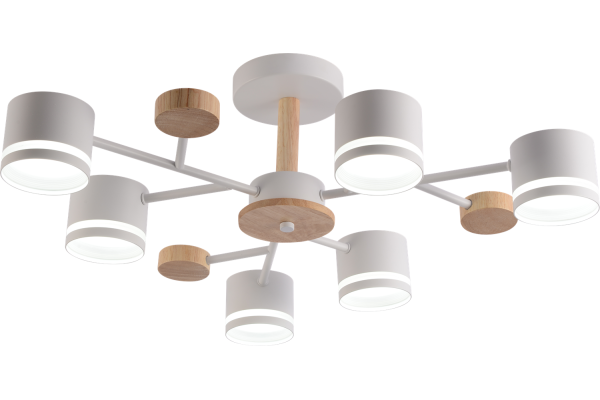 Люстра Schaffner Numero 4500-6, цвет белый/натуральный древесный, 6хGX53/15Вт