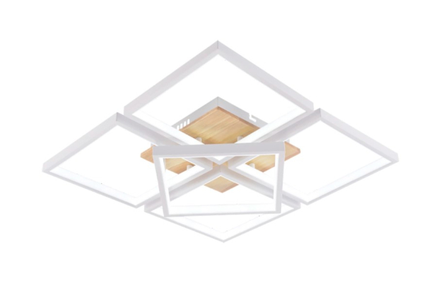 Люстра Schaffner Secolo 4510-4+1, цвет белый+натуральный древесный, LED 170Вт, пульт ИК