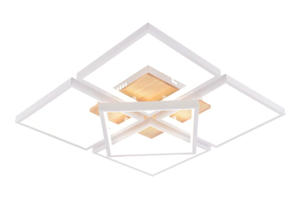 Люстра Schaffner Secolo 4510-4+1, цвет белый+натуральный древесный, LED 170Вт, пульт ИК