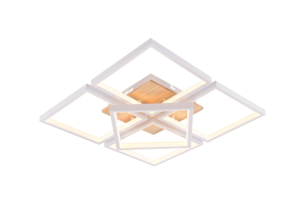 Люстра Schaffner Secolo 4510-4+1, цвет белый+натуральный древесный, LED 170Вт, пульт ИК