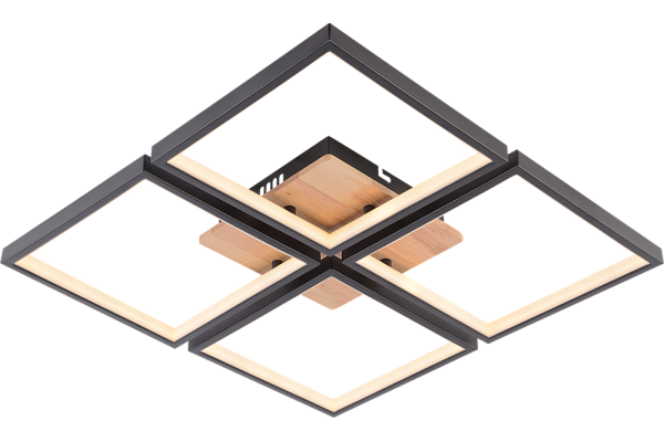 Люстра Schaffner Secolo 4510-4, цвет черный+натуральный древесный, LED 136Вт, пульт ИК