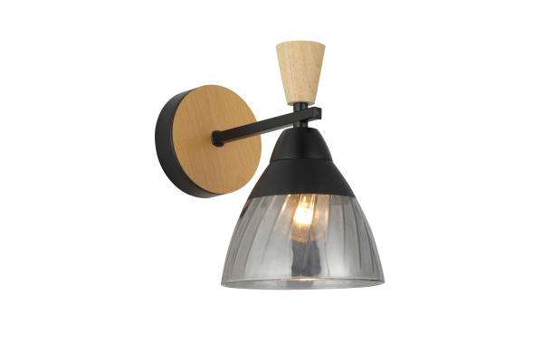 Бра Schaffner Traccia 4535-1В, цвет черный/дерево, 1xE27/40Вт