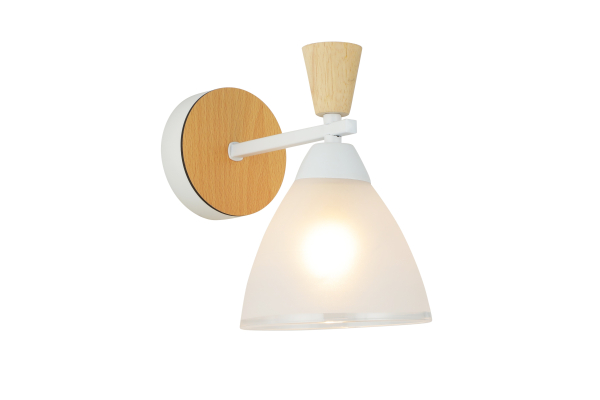 Бра Schaffner Traccia 4535-1В, цвет белый/дерево, 1xE27/40Вт