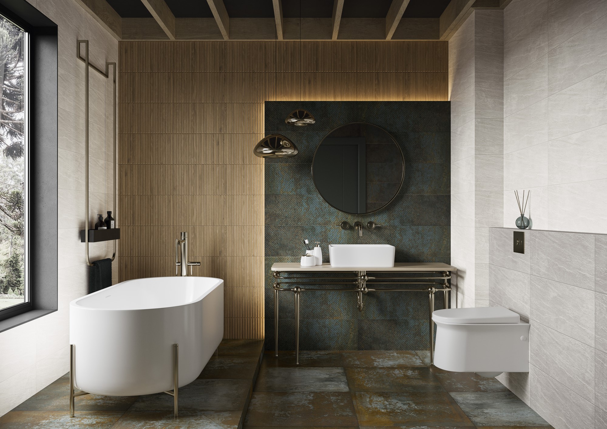 Дизайн современной ванной с окном