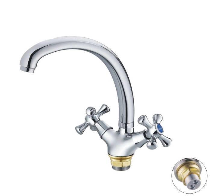 Fmark FM4563 — кухонный кран с глянцевой поверхностью Кухонный смеситель Fmark FM4563 с угловым дизайном и прочным корпусом