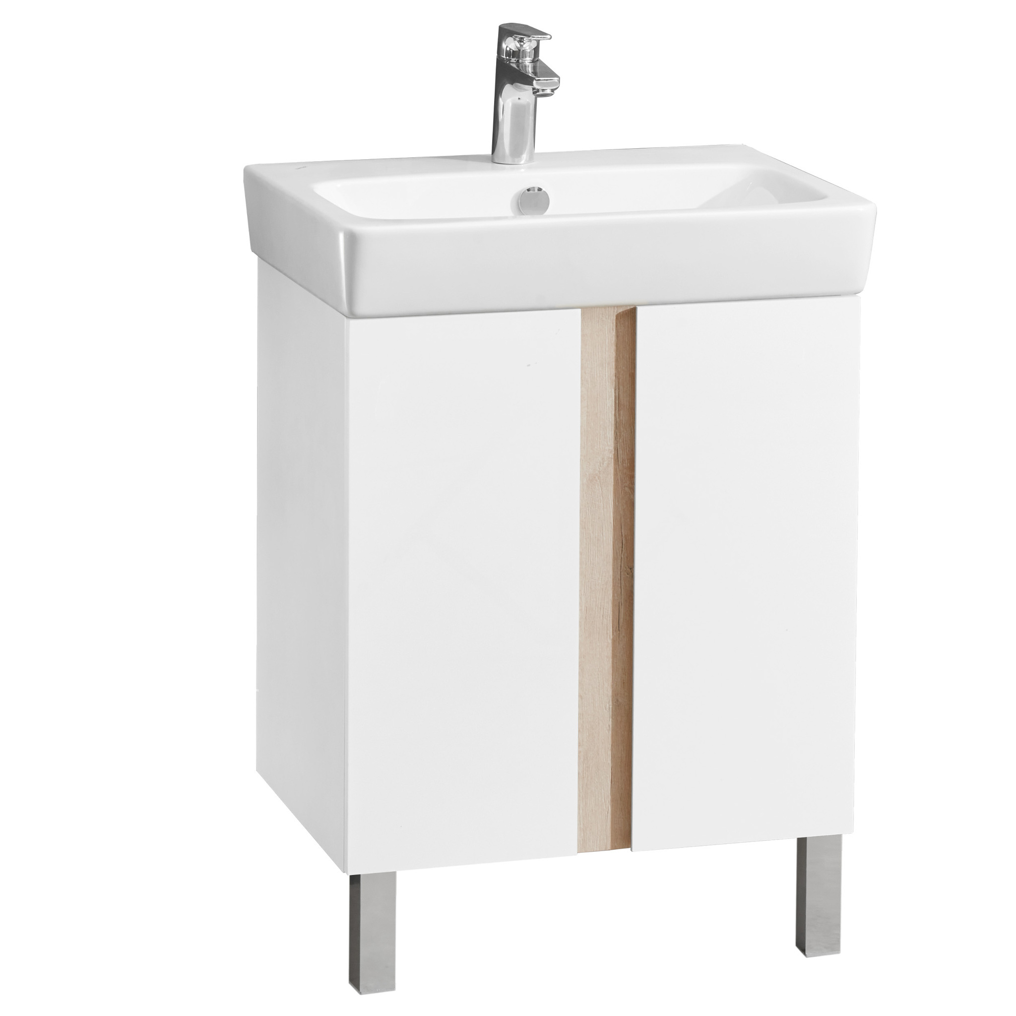 Набор Aquaton: Тумба-умывальник Кантри 60 белый/дуб верона/Раковина Нео ...