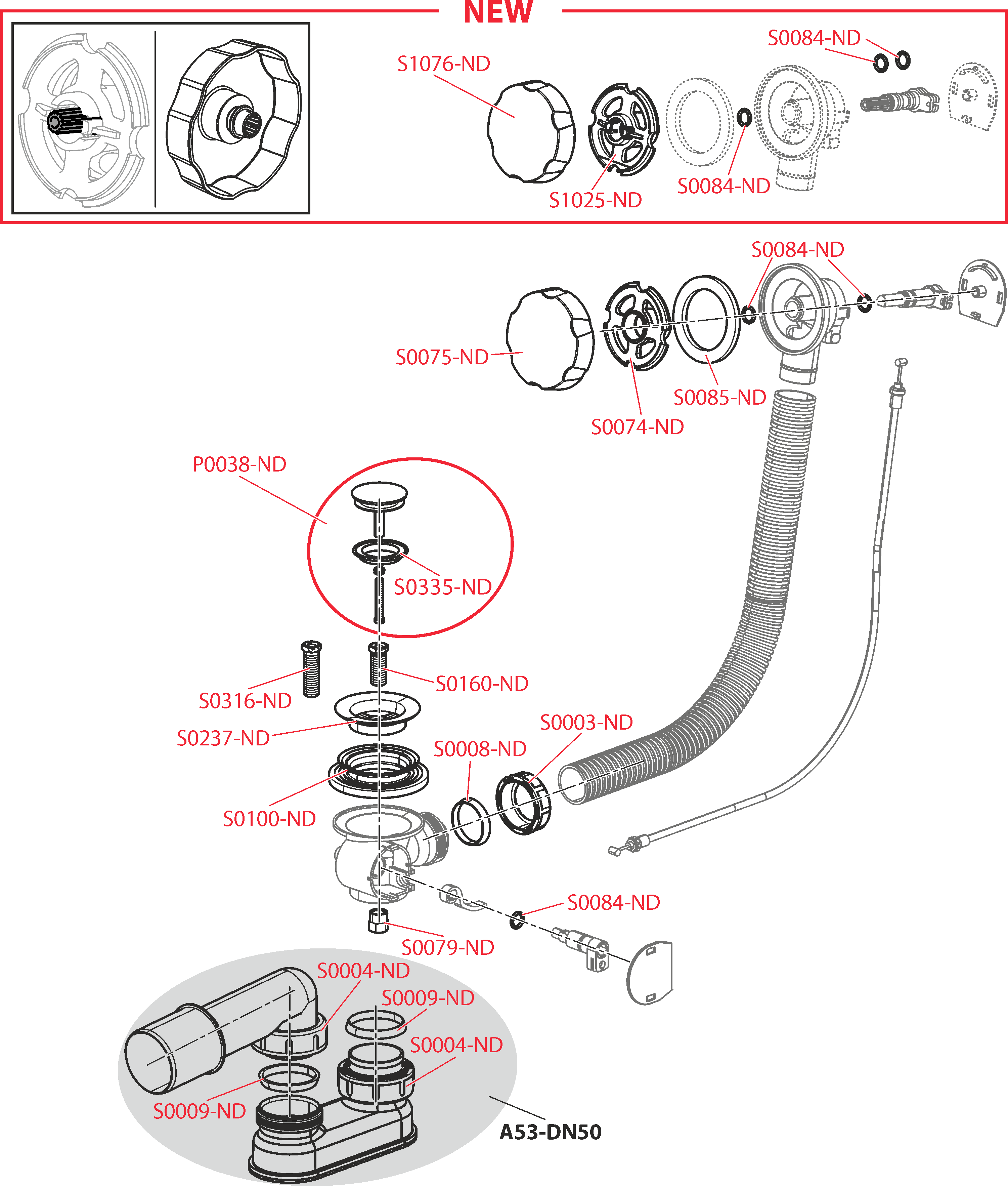 Сифон для ванны Alca Plast, автомат, хромированный, A55K, круглый ...
